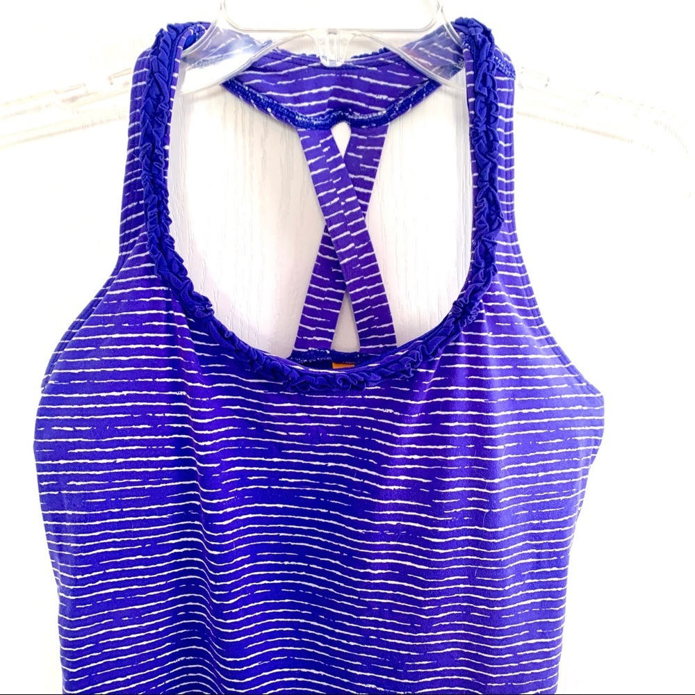 Lucy Yoga Ruffle Tank 💪‎ Periwinkel/White - Picture 2 of 8